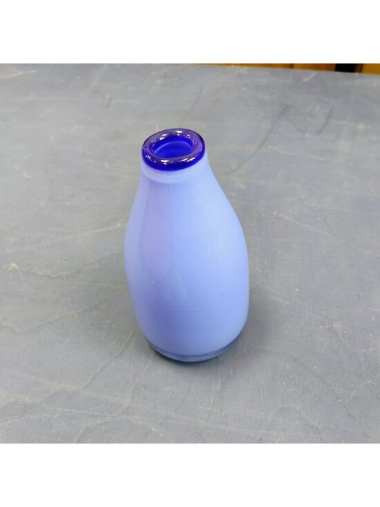 Other - Cased Blue Glass Bud Vase With Glossy Finish 5" Modern Decorative Accent